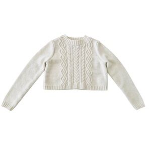 BEAUTIFUL Rachel Zoe Ivory Cable Knit Sweater with Gold Threading | Girl S (5/6)